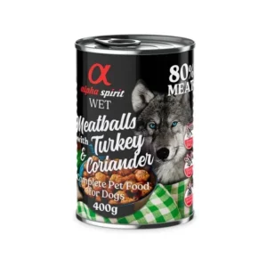 alpha spirit albondigas pavo y cilantro para perros 400g